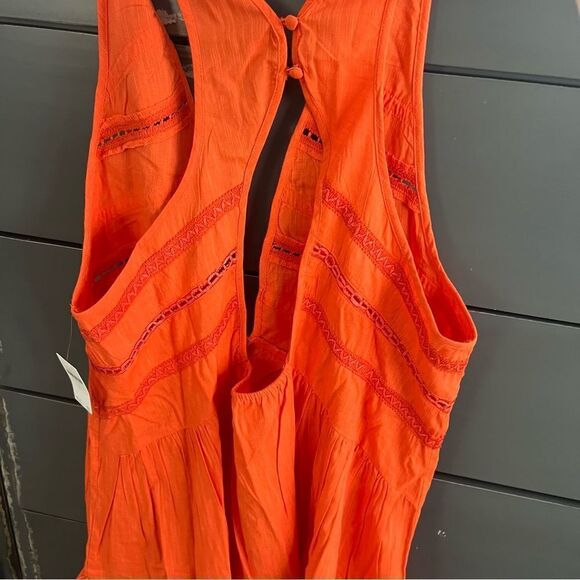 New Anthropologie V-Neck Back-Cutout Mini Dress - Large, Red Orange - Picture 6 of 11